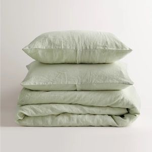 NWT Full/Queen Quince European Linen Duvet Cover Set